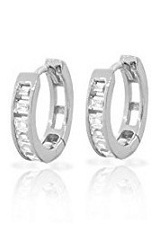nice tiny baguette white crystals baby huggie earrings